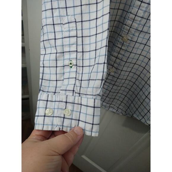 Tommy Hilfiger White Blue Windowpane Long Sleeve Custom Fit Button Shirt. Size M - Picture 5 of 8